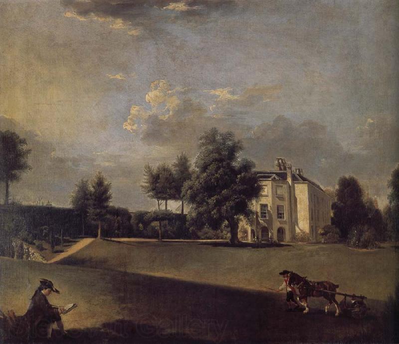 Johann Zoffany A view of the grounds of  Hampton House